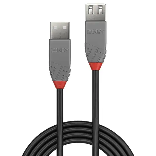Lindy 36700 cable USB USB 2.0 0,2 m USB A Negro, Gris