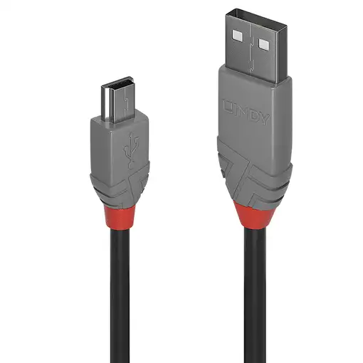 Lindy 36725 cable USB USB 2.0 5 m USB A Mini-USB B Negro
