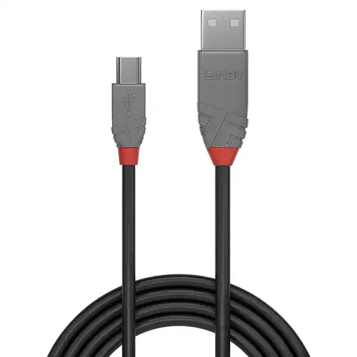 Lindy 36725 cable USB USB 2.0 5 m USB A Mini-USB B Negro