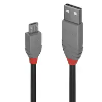 Lindy 36730 cable USB USB 2.0 0,2 m USB A Micro-USB B Negro, Gris
