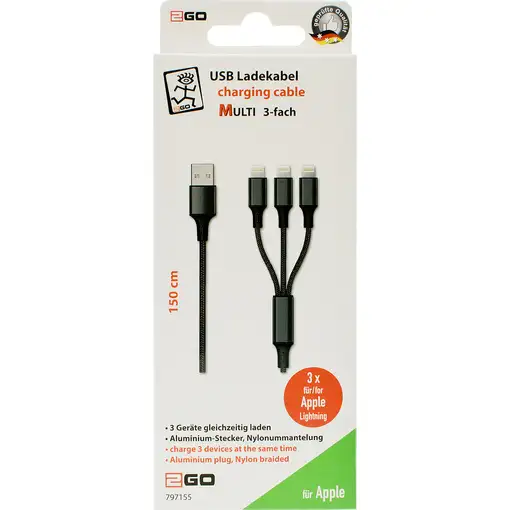 2GO 797155 cable de conector Lightning 1,5 m Negro