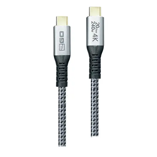 2GO 797514 cable USB USB 3.2 Gen 2x2 1,2 m USB C Negro, Plata