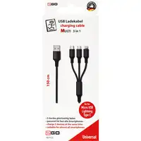 2GO 797153 cable USB 1,5 m USB B USB C/Micro-USB B/Lightning Negro