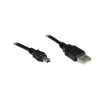 Alcasa USB A - USB mini B, m - m, 3m cable USB USB 2.0 Mini-USB B Negro, Metálico
