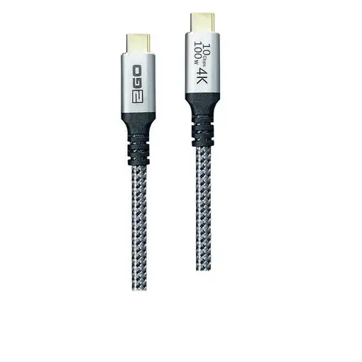 2GO 797513 cable USB USB 3.2 Gen 2 (3.1 Gen 2) 2 m USB C Plata
