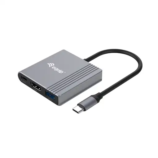 Equip Adaptador 3 en 1 USB-C a HDMI / USB-A / USB PD, 4K/60Hz, 100W USB PD