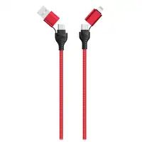 2GO 797370 cable USB 1,2 m USB A/USB C USB C/Lightning Negro, Rojo