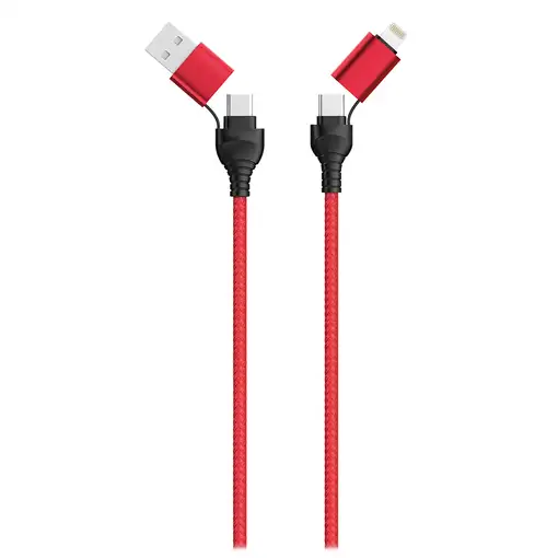 2GO 797370 cable USB 1,2 m USB A/USB C USB C/Lightning Negro, Rojo