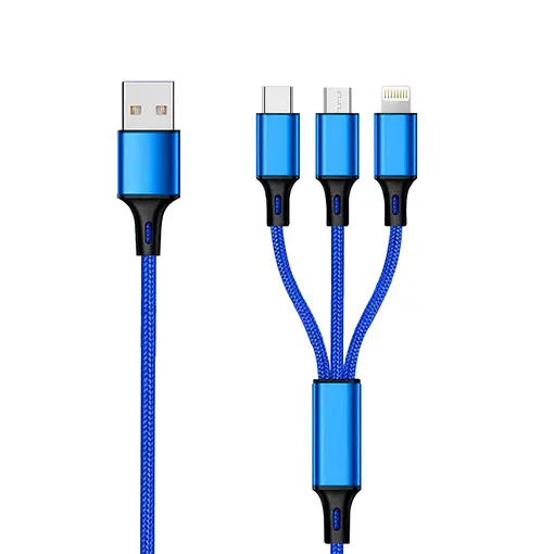 2GO 797151 cable USB 1,5 m USB B USB C/Micro-USB B/Lightning Negro, Azul