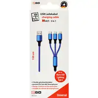 2GO 797151 cable USB 1,5 m USB B USB C/Micro-USB B/Lightning Negro, Azul