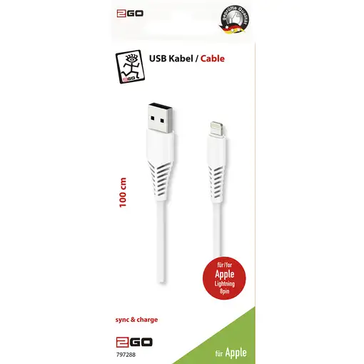 2GO 797288 cable de conector Lightning 1 m Blanco