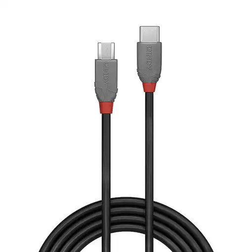 Lindy 36891 cable USB USB 2.0 1 m USB C Micro-USB B Negro, Gris