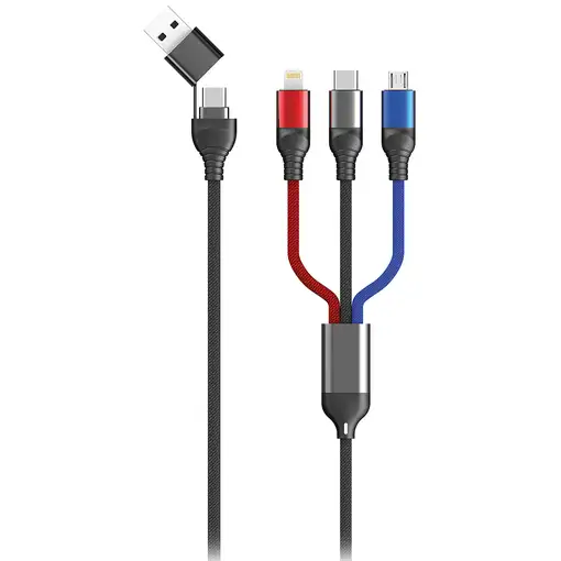 2GO 797361 cable USB 1,2 m USB A/USB C USB C/Micro-USB B/Lightning Negro, Azul, Gr