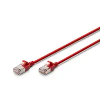 Digitus CAT 6A F-FTP Cable de conexión delgado, 0,3 m, rojo
