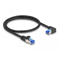 DeLOCK Cable de red RJ45 Cat.6A S/FTP recto/acodado a la derecha 0,5 m negro