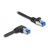 DeLOCK Cable de red RJ45 Cat.6A S/FTP recto/acodado a la derecha 0,5 m negro