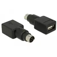 DeLOCK 65898 cambiador de género para cable PS/2 USB Type-A Negro, Acero inoxidabl