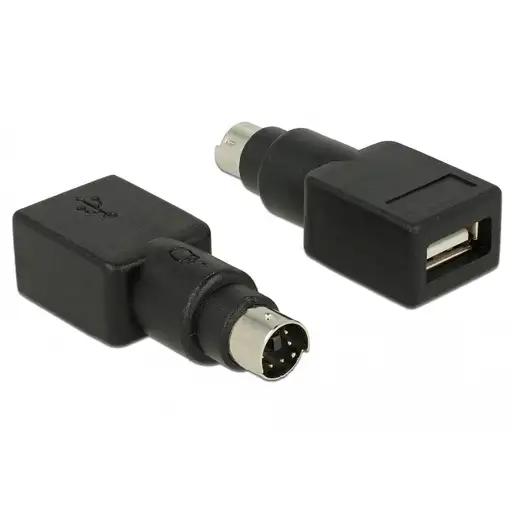DeLOCK 65898 cambiador de género para cable PS/2 USB Type-A Negro, Acero inoxidabl