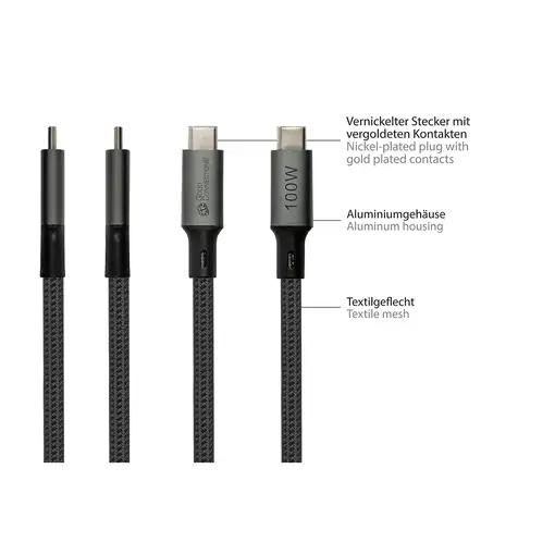 Alcasa Kabel / Adapter cable USB USB4 Gen 2x2 1 m USB C Gris