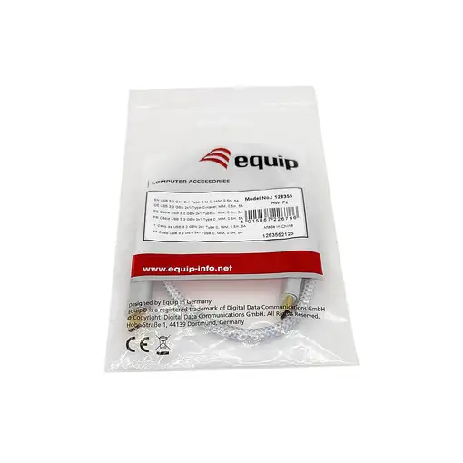 Equip 128355 Cable USB 3.2 Gen 2 C a C, M/M, 0,5m, PD 100W , 4K/60Hz, 10Gbps, Blan