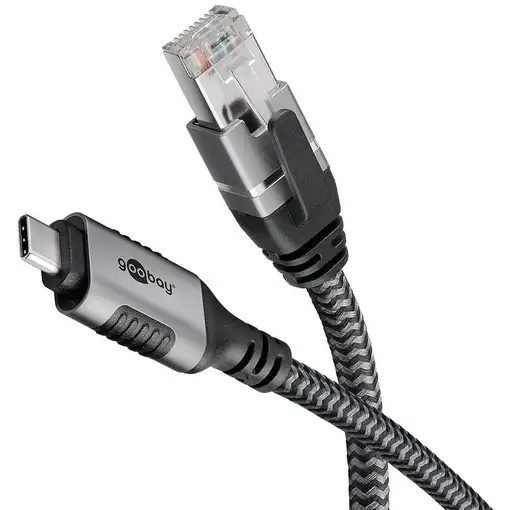 Goobay 70752 cambiador de género para cable USB C RJ-45 Negro, Plata