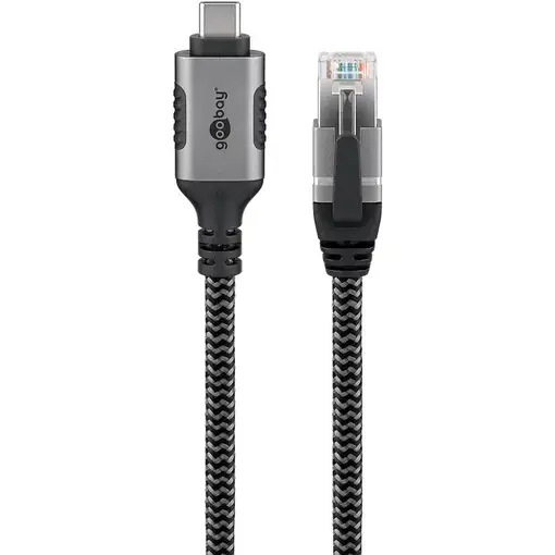 Goobay 70752 cambiador de género para cable USB C RJ-45 Negro, Plata