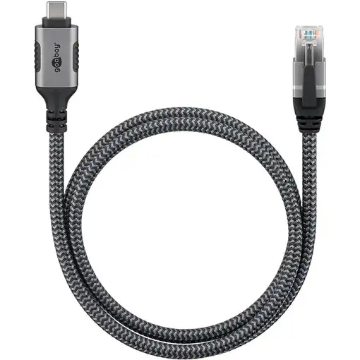 Goobay 70752 cambiador de género para cable USB C RJ-45 Negro, Plata
