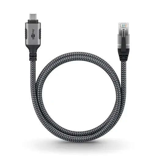 Goobay 70752 cambiador de género para cable USB C RJ-45 Negro, Plata