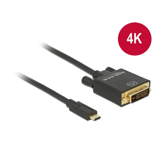 DeLOCK 1m, USB-C/DVI 24+1 Adaptador gráfico USB 3840 x 2160 Pixeles Negro