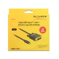 DeLOCK 1m, USB-C/DVI 24+1 Adaptador gráfico USB 3840 x 2160 Pixeles Negro