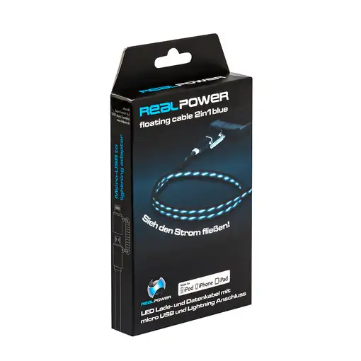 RealPower USB A/Lightning 0.75m 0,75 m Negro, Azul