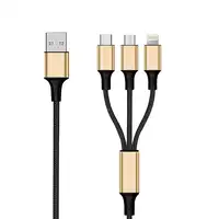 2GO 797152 cable USB 3 m USB B USB C/Micro-USB B/Lightning Negro, Oro
