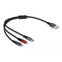 DeLOCK Cable de carga USB 3 en 1 Tipo-A a Lightning/Micro USB/USB Type-C 30 cm