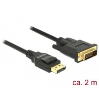 DeLOCK 85313 adaptador de cable de vídeo 2 m DisplayPort DVI-D Negro