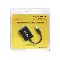 DeLOCK 65256 adaptador de cable de vídeo 0,18 m Mini DisplayPort VGA (D-Sub) Negro