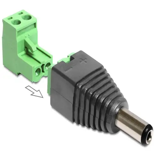 DeLOCK 65422 cambiador de género para cable DC 2.1 x 5.5 mm 2p Negro, Verde