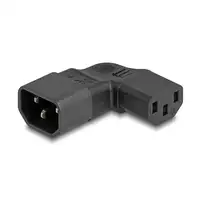DeLOCK Adaptador de poder IEC 60320 - C14 a C13, macho/hembra, 10 A, 90° ángulo iz