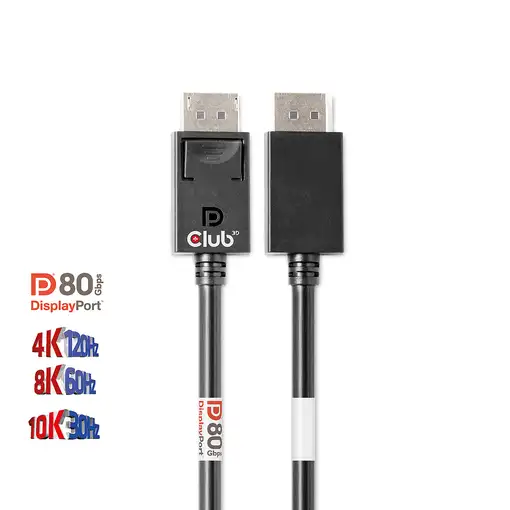 CLUB3D DisplayPort 2.1 Bi-Directional VESA DP80 Certified Cable 4K240Hz, 8K60Hz or