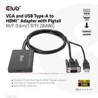 CLUB3D CAC-1720 adaptador de cable de vídeo 0,6 m HDMI tipo A (Estándar) VGA (D-Su