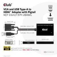 CLUB3D CAC-1720 adaptador de cable de vídeo 0,6 m HDMI tipo A (Estándar) VGA (D-Su