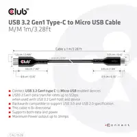 CLUB3D CAC-1526 cable USB USB 3.2 Gen 1 (3.1 Gen 1) 1 m USB C Micro-USB B Negro
