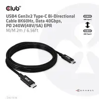 CLUB3D Cable bidireccional USB4 Gen3x2 Tipo-C 8K60Hz, Datos 40Gbps, PD 240W(48V/5A