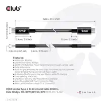 CLUB3D Cable bidireccional USB4 Gen3x2 Tipo-C 8K60Hz, Datos 40Gbps, PD 240W(48V/5A