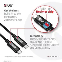 CLUB3D Cable bidireccional USB4 Gen3x2 Tipo-C 8K60Hz, Datos 40Gbps, PD 240W(48V/5A