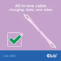 CLUB3D Cable USB C rosa