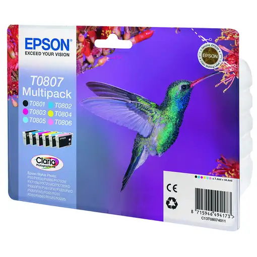 Epson Hummingbird Multipack T0807 6 colores (etiqueta RF)