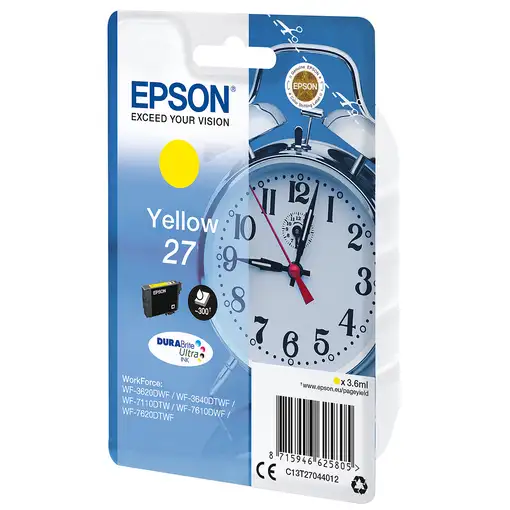 Epson Alarm clock Singlepack Yellow 27 DURABrite Ultra Ink