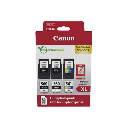 Canon 3712C012 cartucho de tinta 3 pieza(s) Original Alto rendimiento (XL) Negro,