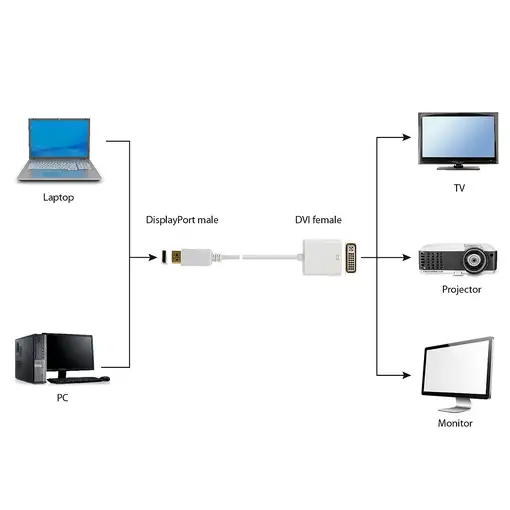 Gembird A-DPM-DVIF-002-W adaptador de cable de vídeo 0,1 m DisplayPort DVI Blanco