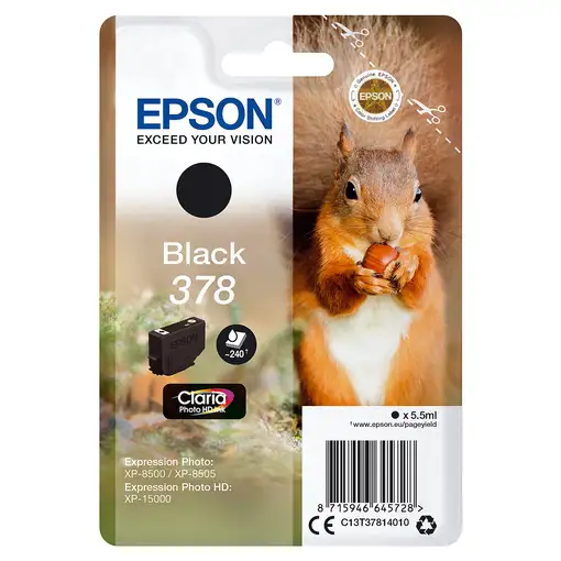 Epson Squirrel Singlepack Black 378 Claria Photo HD Ink